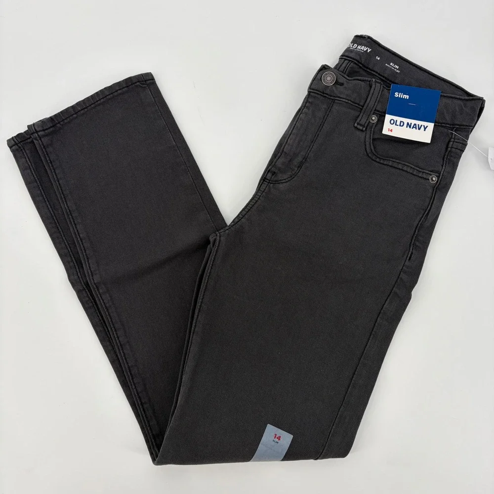 Old Navy Slim Jeans Kids 14 Bundle Denim Blue Char Black Stretch Casual School